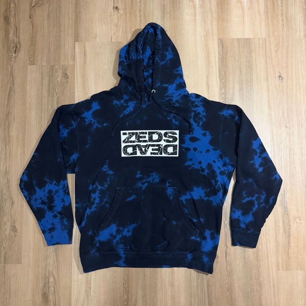 Zeds Dead Blue Black Tie Dye Hoodie Sz M Las Vegas EDM DJ Dark Ravewear Festival